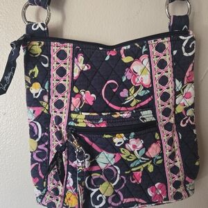 Vera Bradley Floral Crossbody Bag - Black and Pink